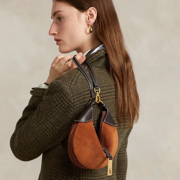 Like New - Ralph Lauren Suede Polo ID Mini Bag in Rust + Chocolate - Picture 2 of 9